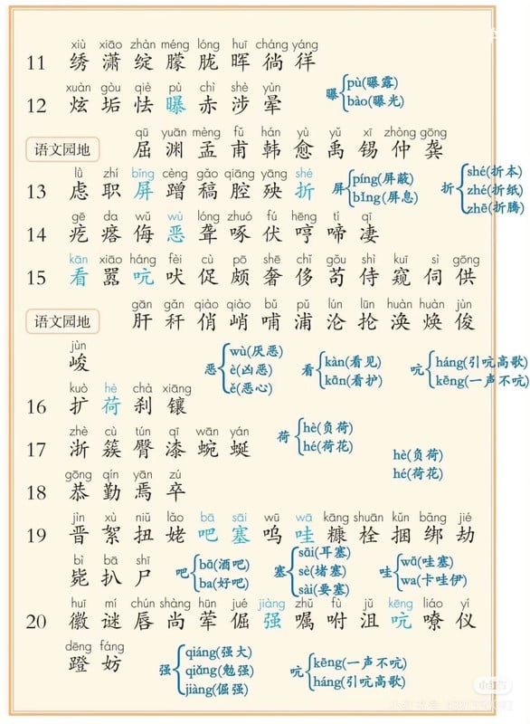 图片[2]燃梦学堂-中小学电子版资料下载：课件/试卷/教案/知识点全覆盖四年级下册语文词语表➕每日练字打卡燃梦学堂-中小学电子版资料下载：课件/试卷/教案/知识点全覆盖燃梦学堂